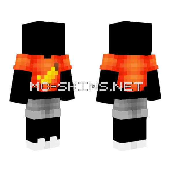 Orange Banana T-Shirt With Shorts Minecraft skin, front and back