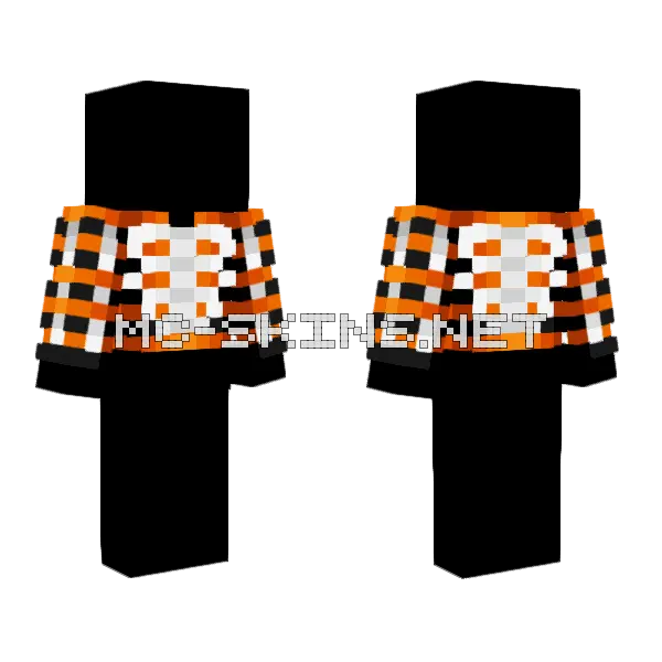 Orange Black Skeleton Stripe Top Minecraft skin, front and back