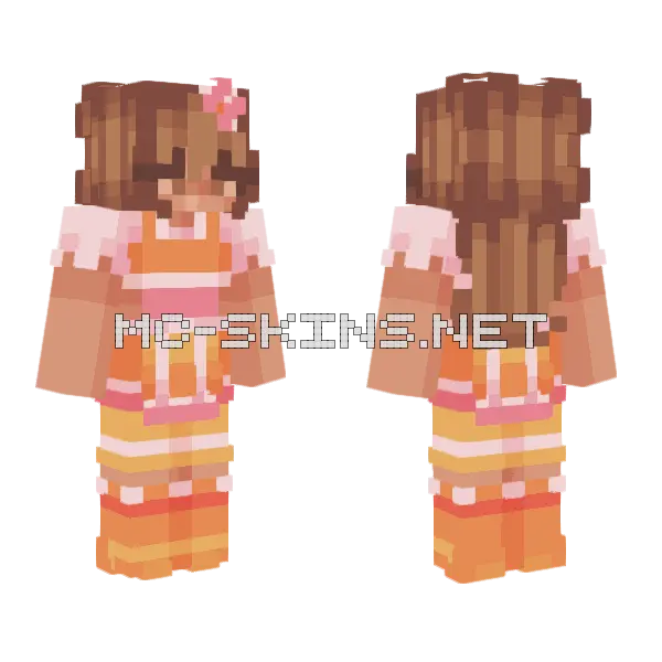 Orange Blossom Girl Minecraft skin, front and back
