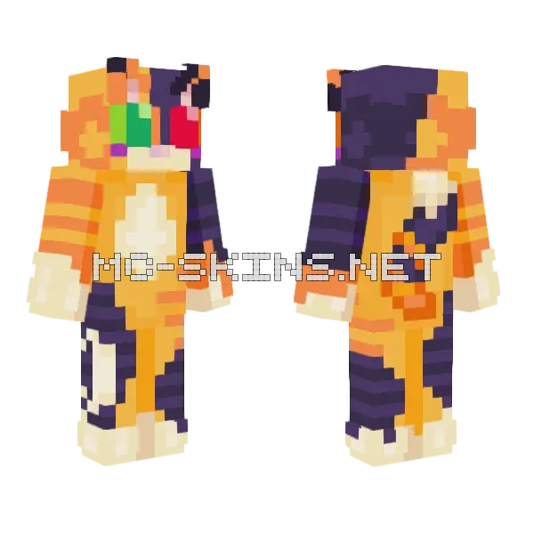 Orange Cat Minecraft skin, front and back