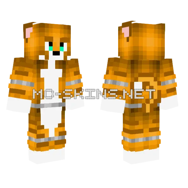 Orange Cat Minecraft skin, front and back