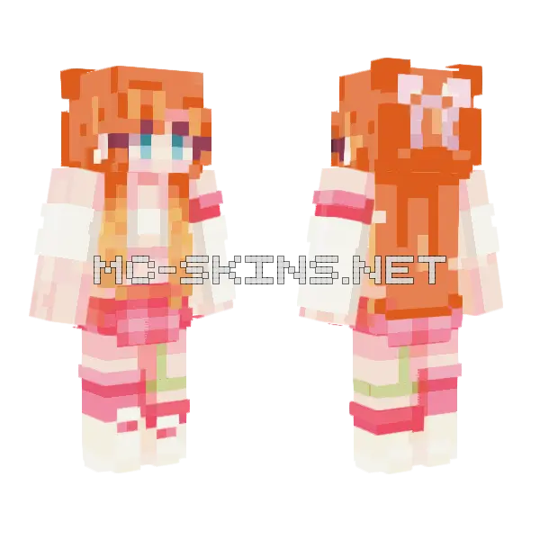 Orange Cat Girl Minecraft skin, front and back