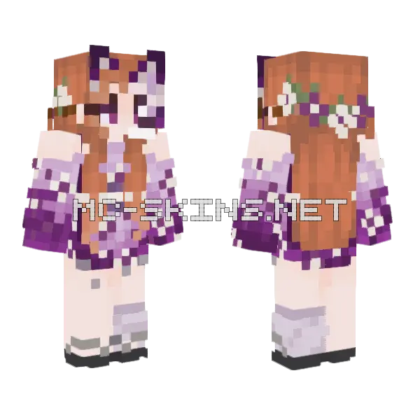 Orange Cat Girl Minecraft skin, front and back