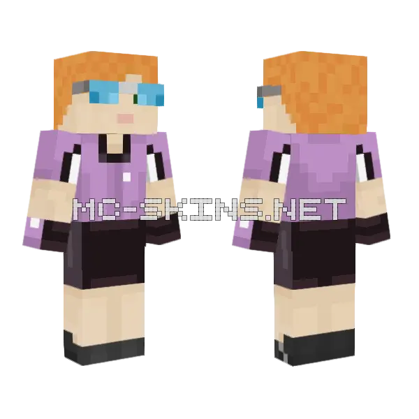 Orange Cat Girl Minecraft skin, front and back