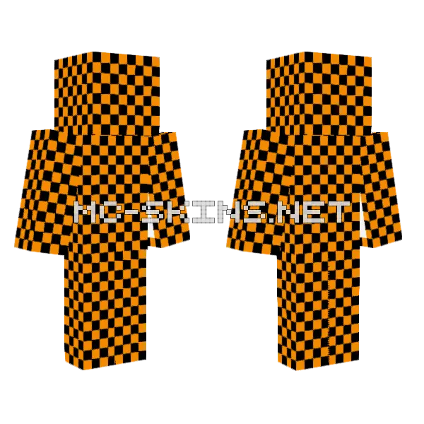 Orange Checkerboard Minecraft skin, front and back
