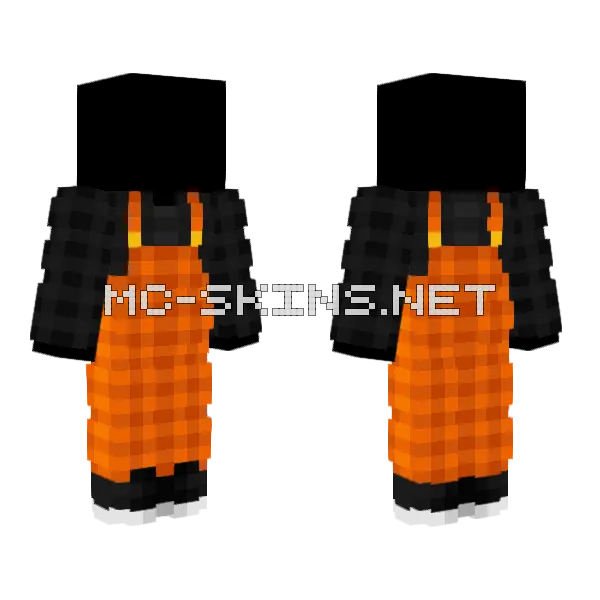 Orange Checkered Overalls Minecraft skin, front and back