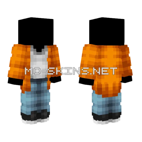 Orange Coat White T Jeans Minecraft skin, front and back