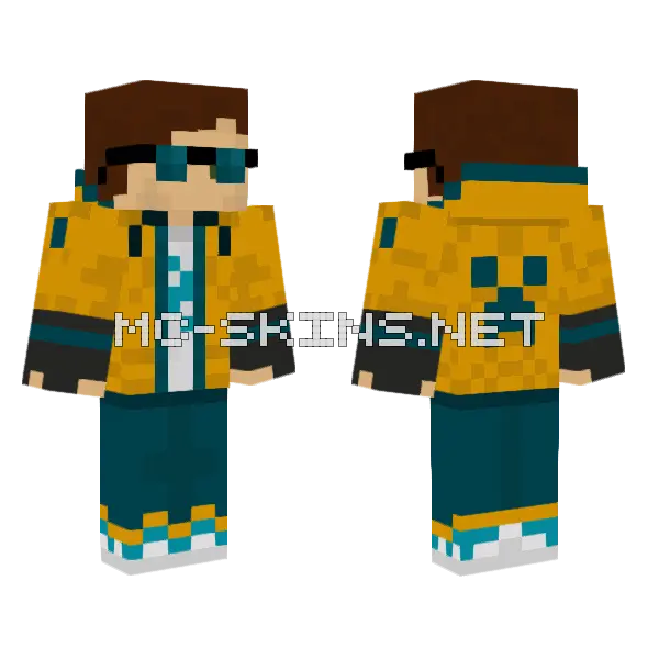 Orange Cool Guy Minecraft skin, front and back