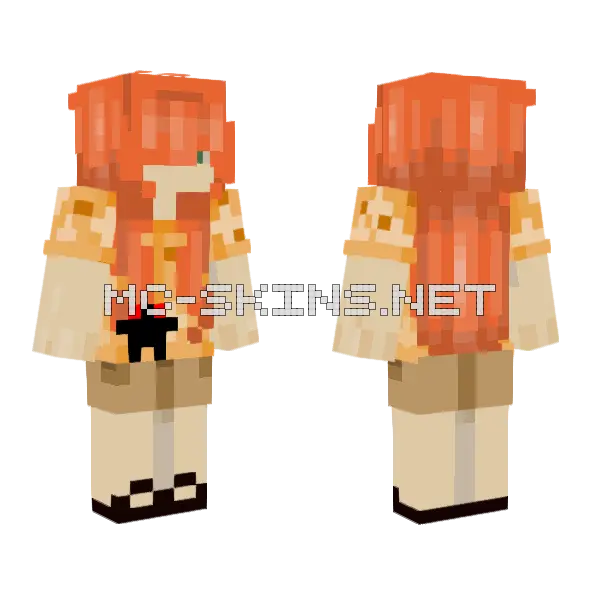 Orange Flame Warrior Minecraft skin, front and back