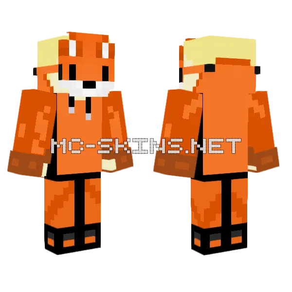Orange Fox Minecraft skin, front and back