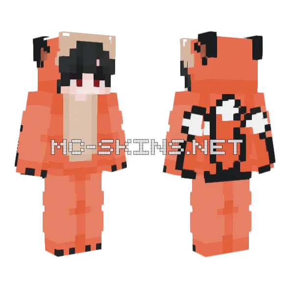 Orange Fox Creature Minecraft skin, front and back