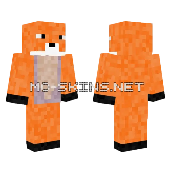 Orange Fox Minecraft skin, front and back