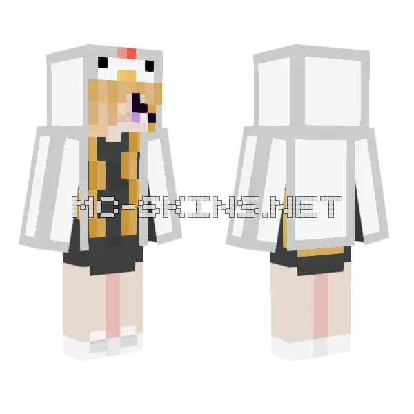 Orange Fox Girl Minecraft skin, front and back