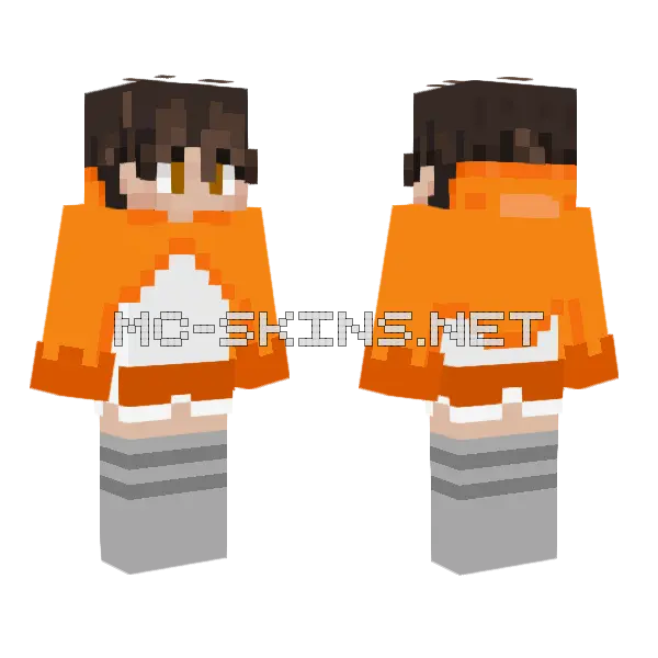 Orange Fox Guy Minecraft skin, front and back