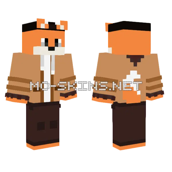 Orange Fox No Glasses Minecraft skin, front and back