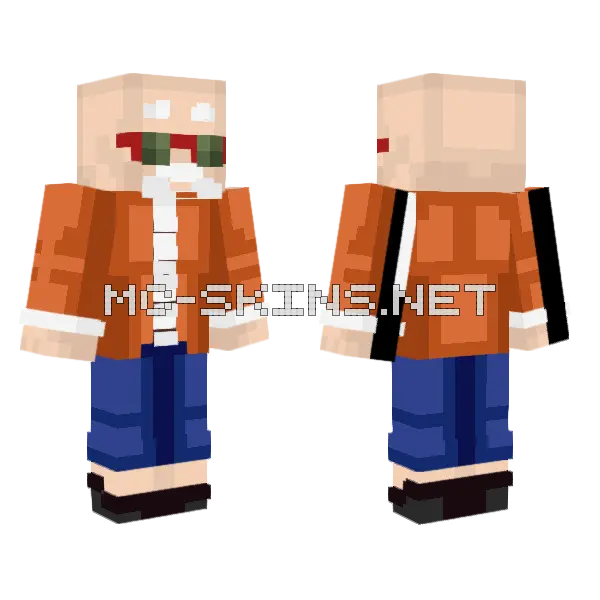 Orange Gi Fighter Minecraft skin, front and back