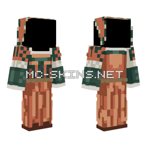 Orange Green Tudor Dress Minecraft skin, front and back