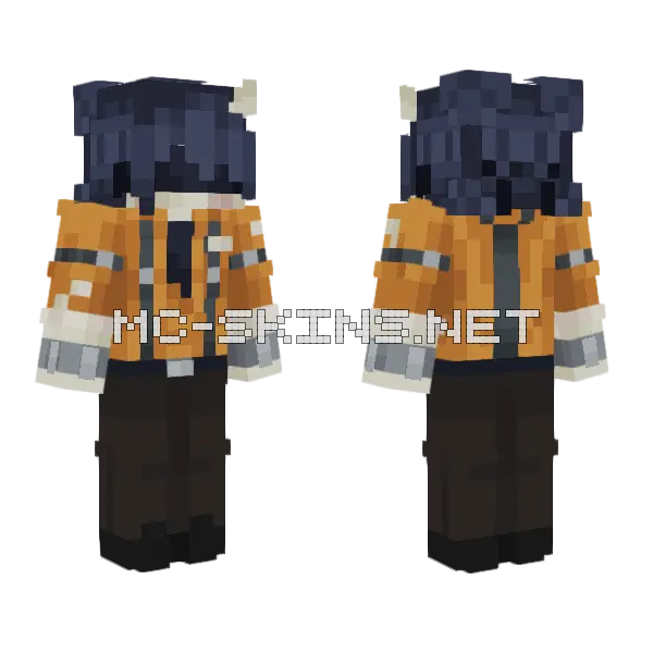 Orange Hoodie Boy Minecraft skin, front and back