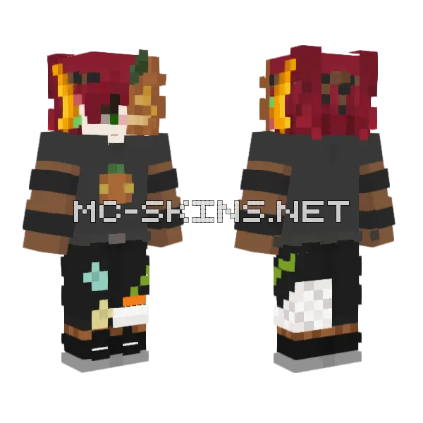 Orange Pumpkin Boy Minecraft skin, front and back