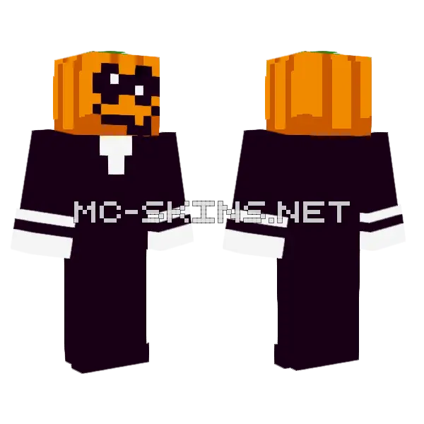 Orange Pumpkin Head Minecraft skin, front and back