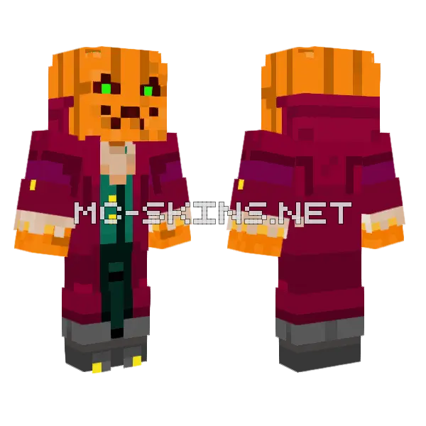 Orange Pumpkin Head, front and back