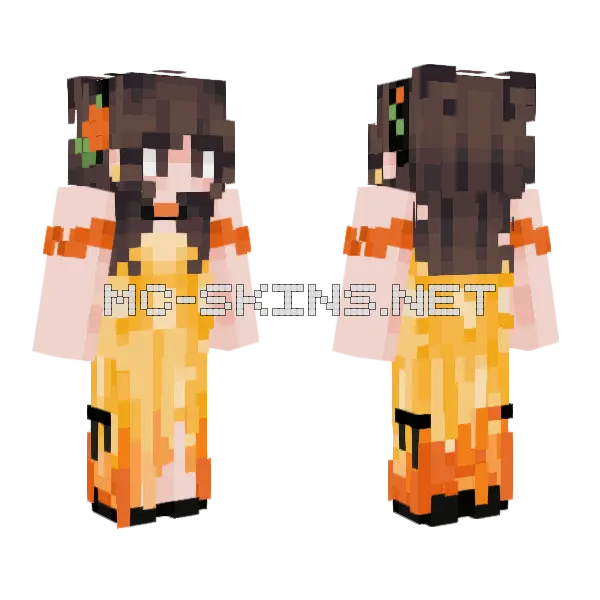Orange Pumpkin Hoodie Girl, front and back