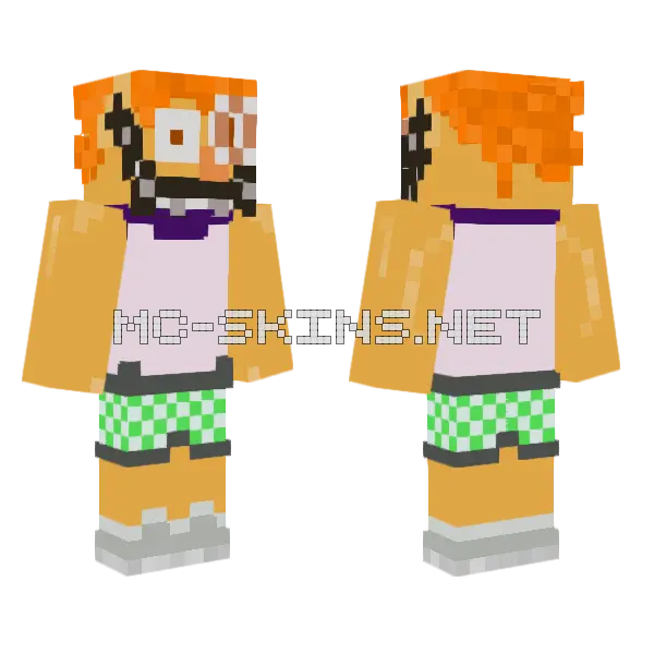 Orange Robot Character Minecraft skin, front and back