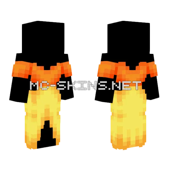 Orange Ruffle Top Gold Skirt Minecraft skin, front and back