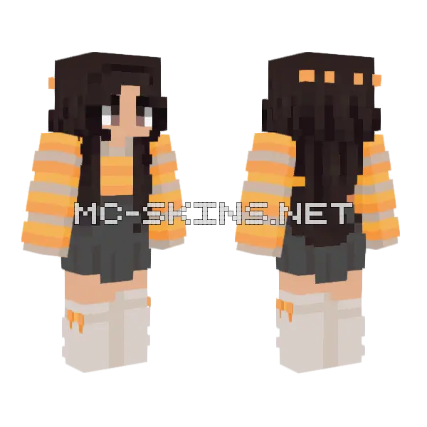 Orange Striped Girl Minecraft skin, front and back