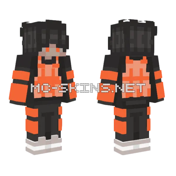 Orange Vest Outfit Minecraft skin, front and back