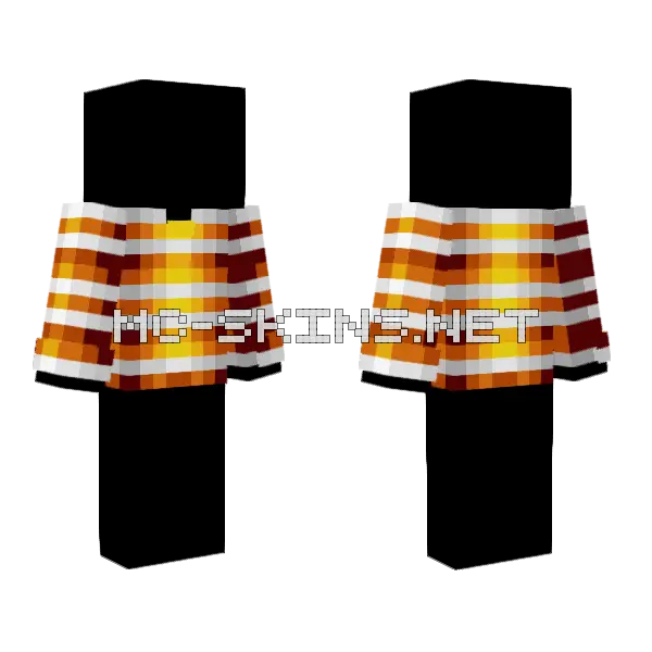 Orange Yellow Flame Stripes Minecraft skin, front and back