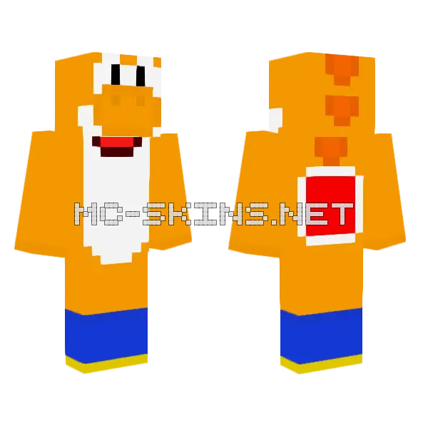 Orange Yoshi Minecraft skin, front and back