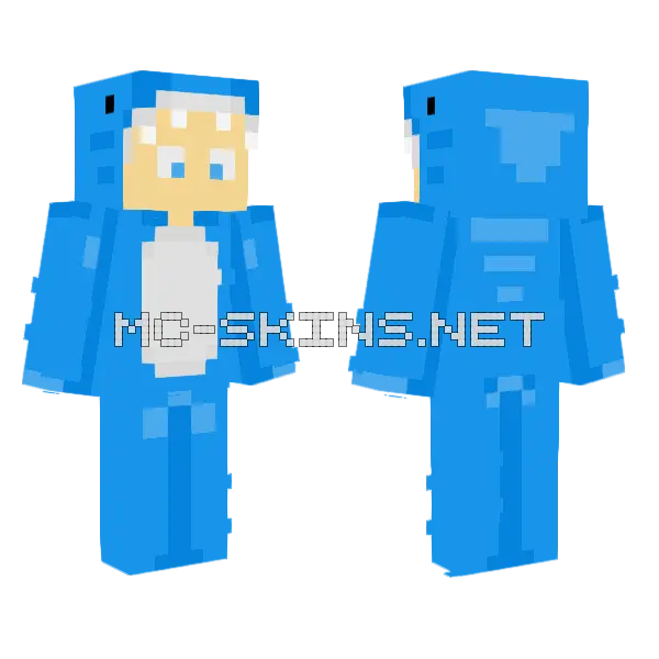 Orestis Blue Shark Minecraft skin, front and back