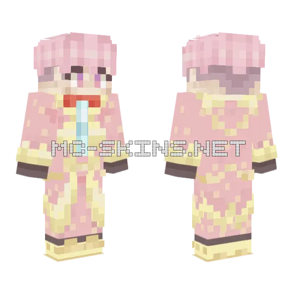 Ortega Pink Outfit Minecraft skin, front and back