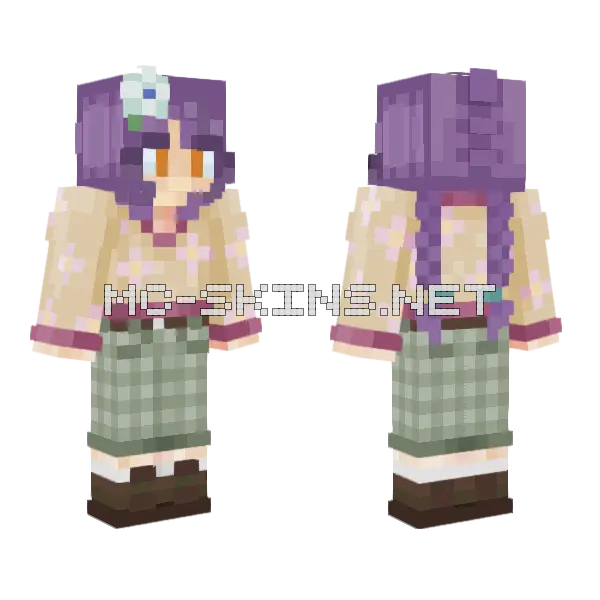 Outdoorsy Violet Minecraft skin, front and back