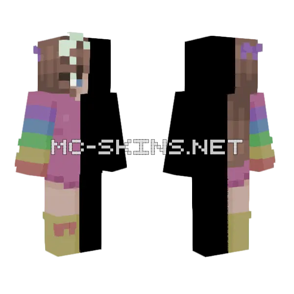 Over The Rainbow Girl Minecraft skin, front and back