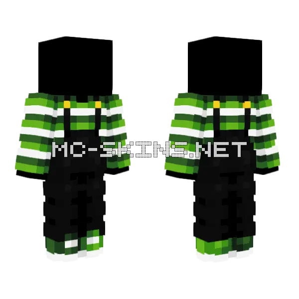 Overalls With Green White Stripes Minecraft skin, front and back