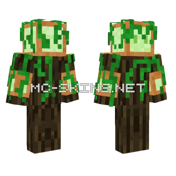 Overgrown Copper Lantern Tree Minecraft skin, front and back