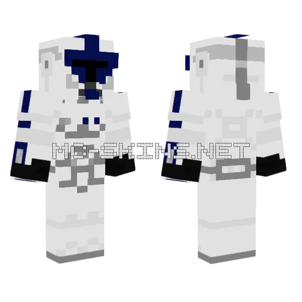 P1 Clone Trooper Lieutenant Navy Blue Minecraft skin, front and back