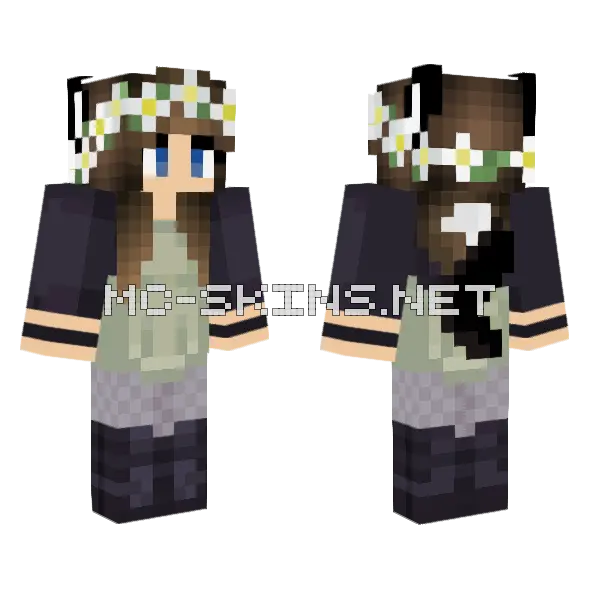 Paige Green Dress White Flower Minecraft skin, front and back
