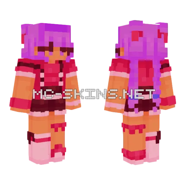 Painful Pink And Orange Outfit Minecraft skin, front and back