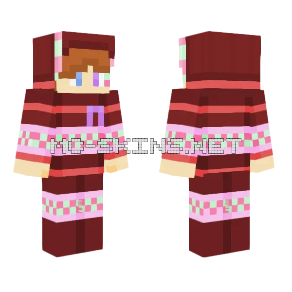 Pajamas With Techno Ribbon Minecraft skin, front and back
