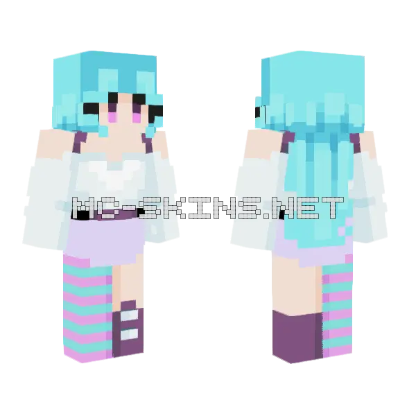 Pale Blue Girl Minecraft skin, front and back