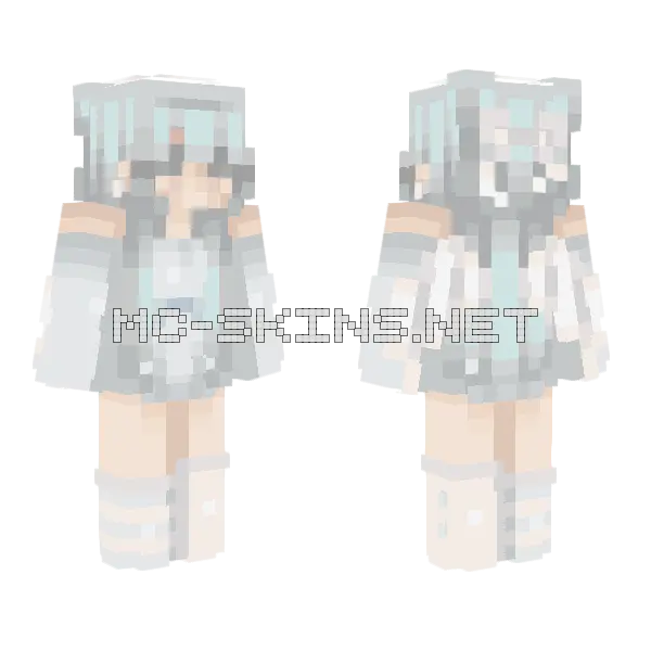 Pale Blue Hair Girl, front and back