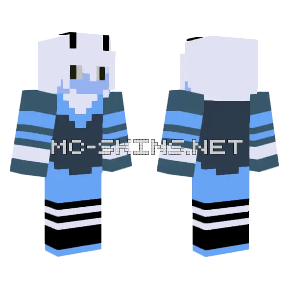 Pale Blue Winter Gear Minecraft skin, front and back