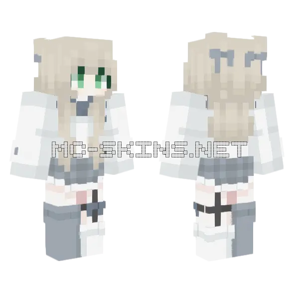 Pale Girl With Green Eyes Minecraft skin, front and back