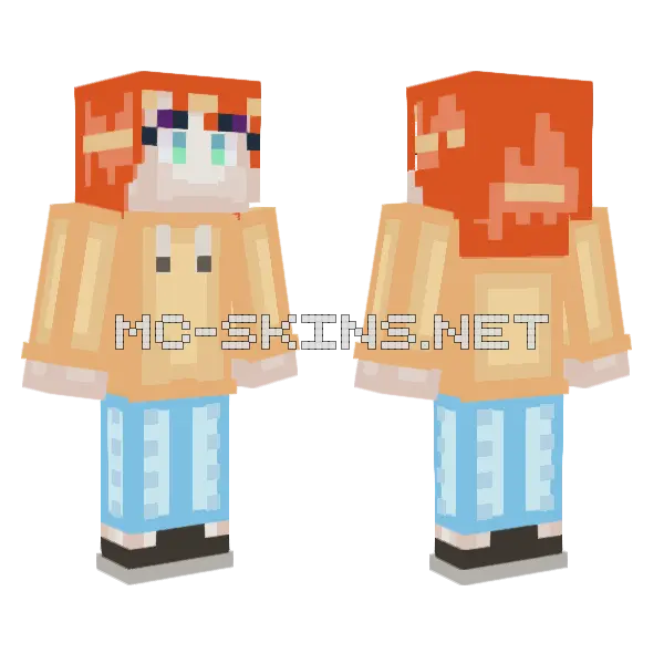 Pale Redhead Girl Minecraft skin, front and back