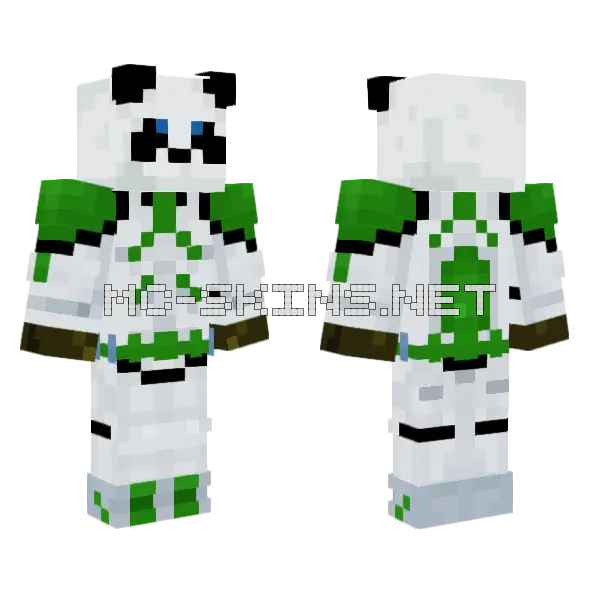 Panda Clone Trooper Green Minecraft skin, front and back