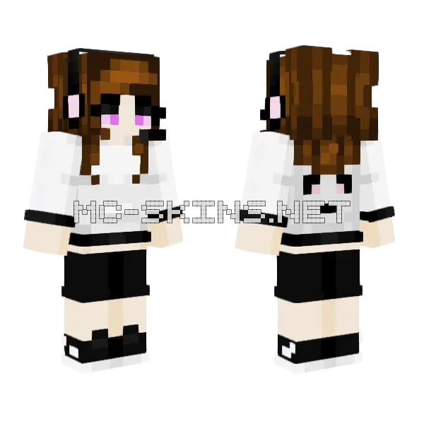 Panda Gamer Girl Minecraft skin, front and back