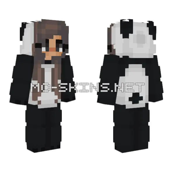 Panda Girl Outfit Minecraft skin, front and back